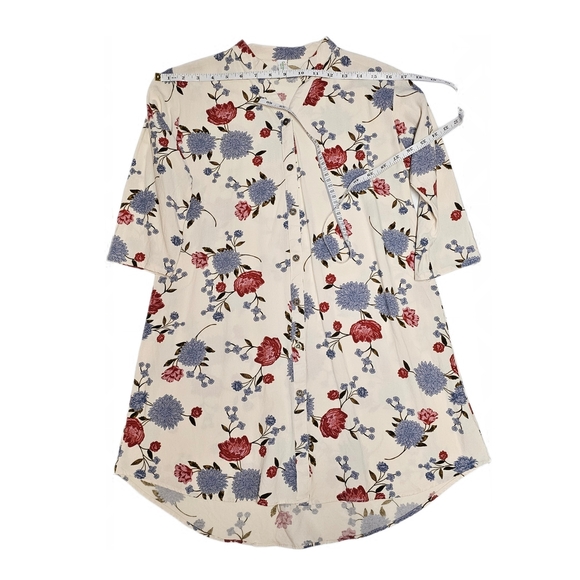 H&M Floral Tunic Button-Up Boutique Bliuse Top - Picture 10 of 14